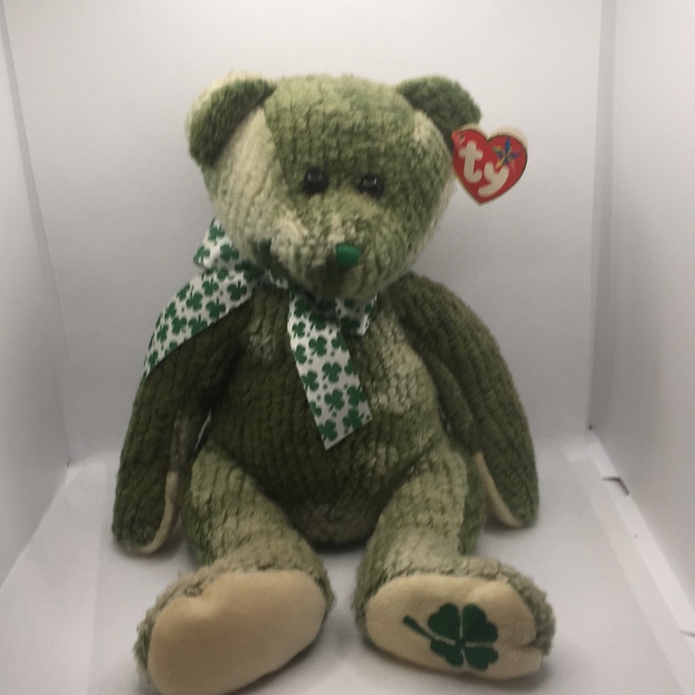 Ty Beanie Buddy McWooly The Bear Irish Beanie Shamrock 14” with Ty Tag